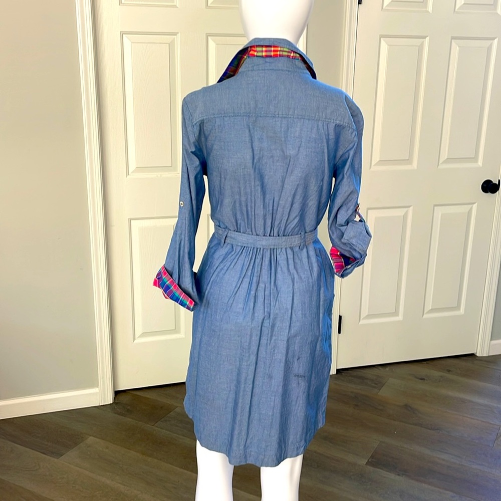 Tommy Hilfiger Chambray Denim Utility Shirtdress Reversible Belt Long Sleeve -S - Picture 2 of 14